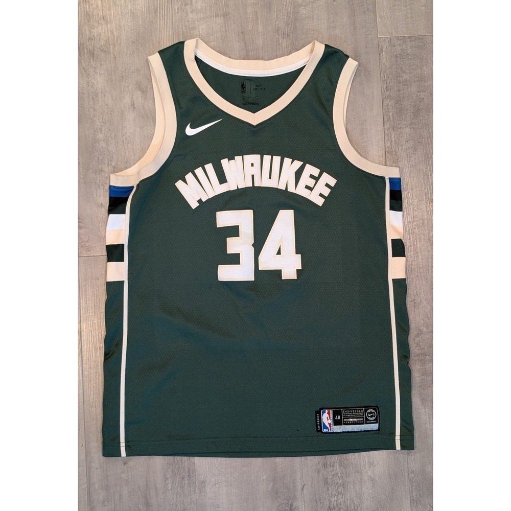 Nike Bucks Giannis Antetokounmpo #34 Icon Edition Swingman Jersey Sz 48 L Green